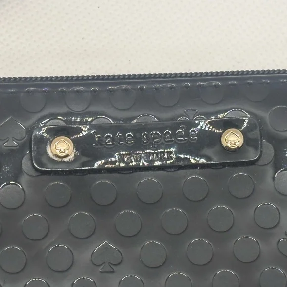 Kate Spade Black Polka Dot Patent Leather Wristlet Clutch | Y2K Chic - Picture 3 of 7